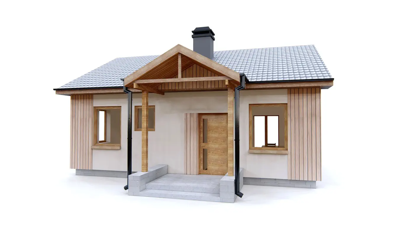 Projekt domu  - Malý jednopodlažný dom so sedlovou strechou.