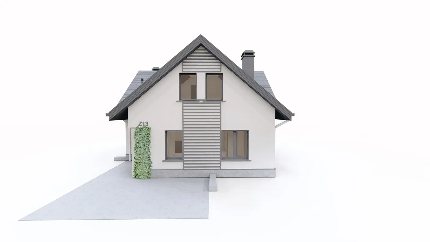 Projekt domu  - Dom s podkrovím a balkónom nad vchodom.