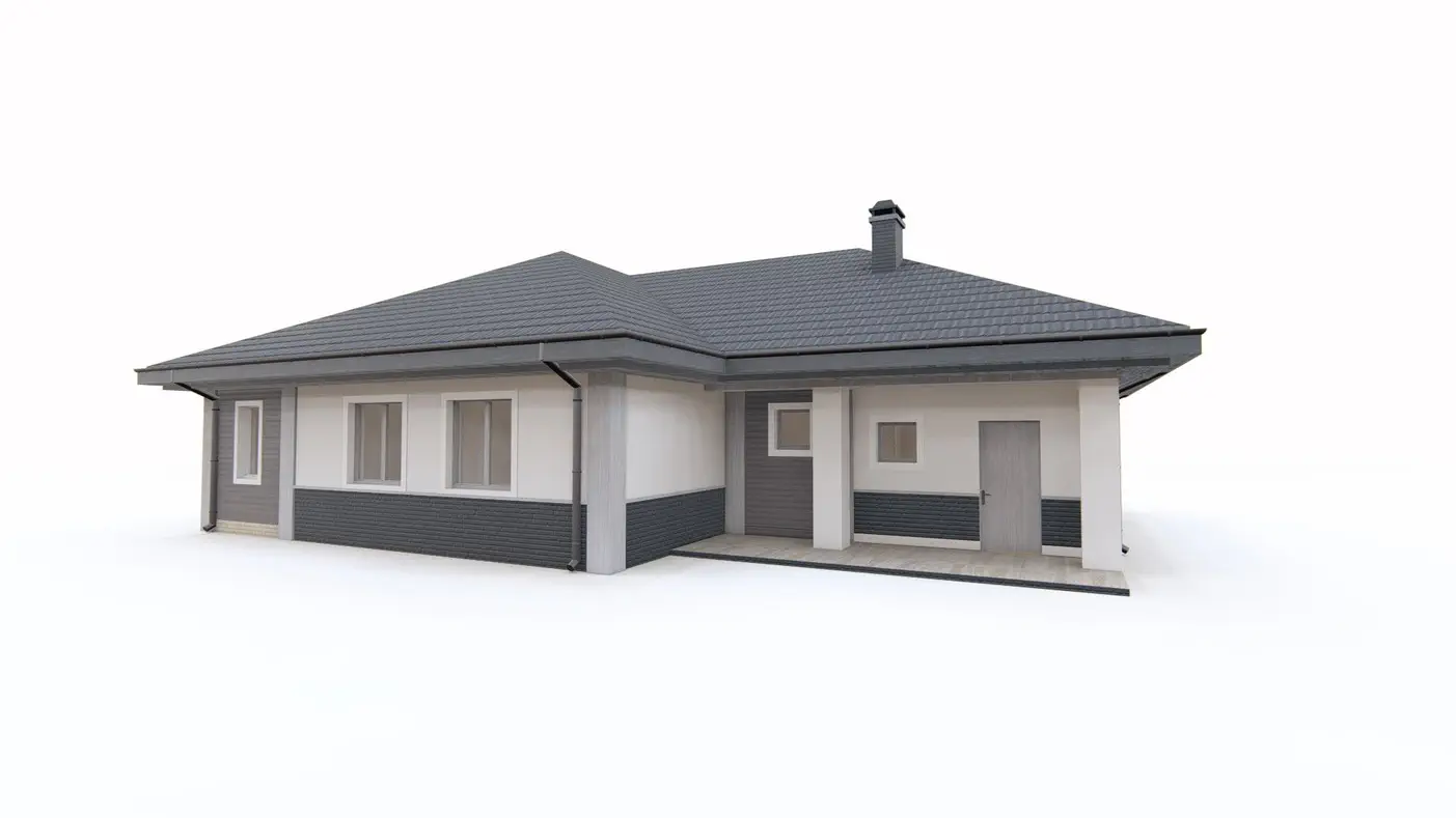 Projekt domu  - Komfortný dizajn jednopodlažného domu s vedľajšou garážou a funkčným interiérom.