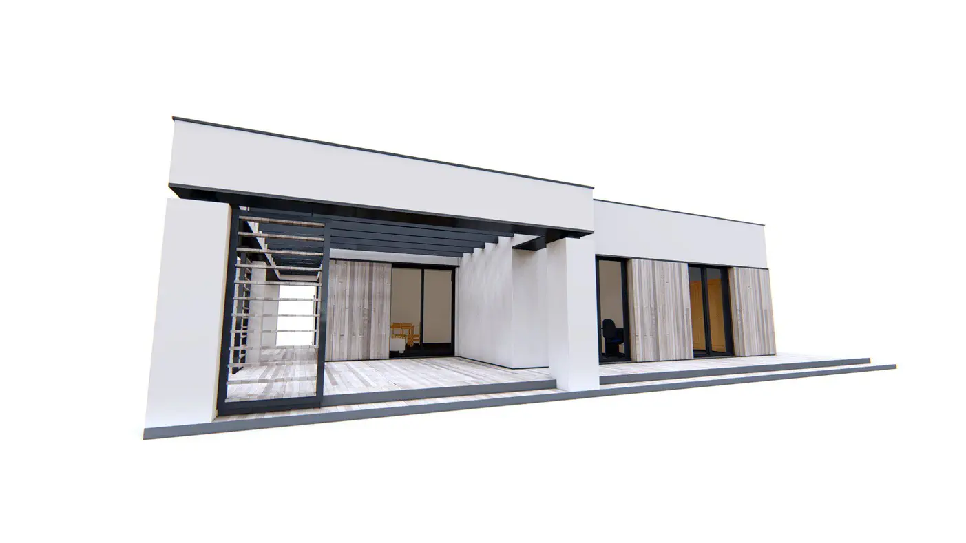 Projekt domu  - Moderný jednopodlažný rodinný dom.