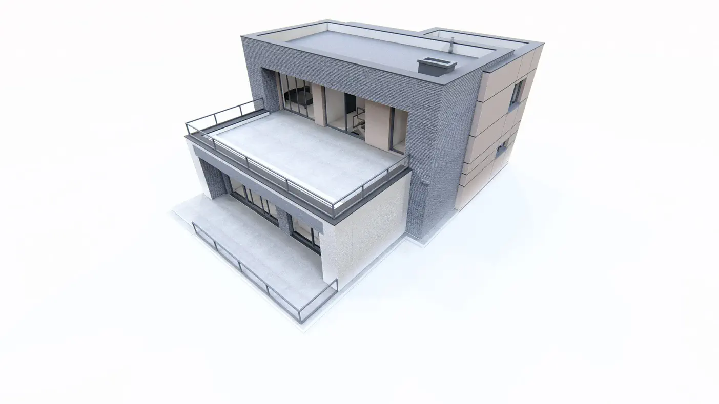 Projekt domu  - Moderný dvojpodlažný dom s plochou strechou o výmere cca 160 m2.