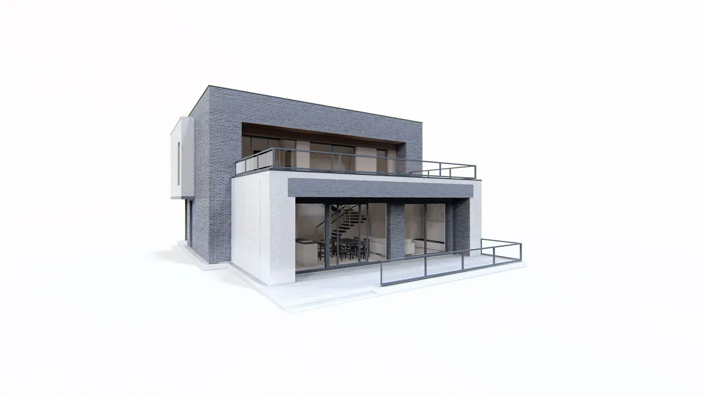 Projekt domu  - Moderný dvojpodlažný dom s plochou strechou o výmere cca 160 m2.