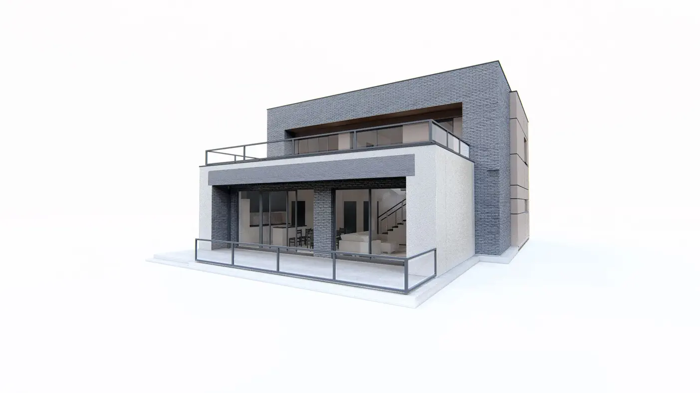 Projekt domu  - Moderný dvojpodlažný dom s plochou strechou o výmere cca 160 m2.