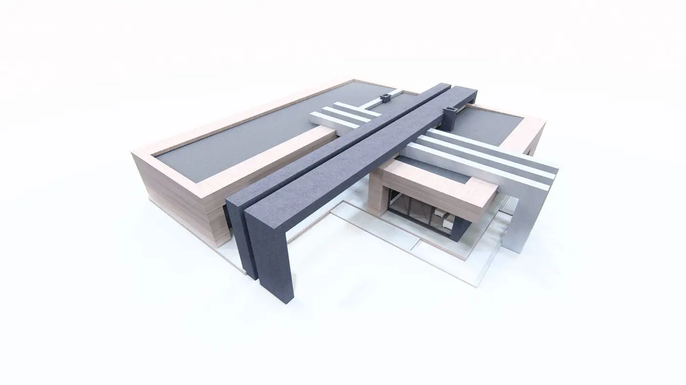 Projekt domu  - Moderný jednopodlažný dom s pôdorysom U a obytnou plochou 155 m2.