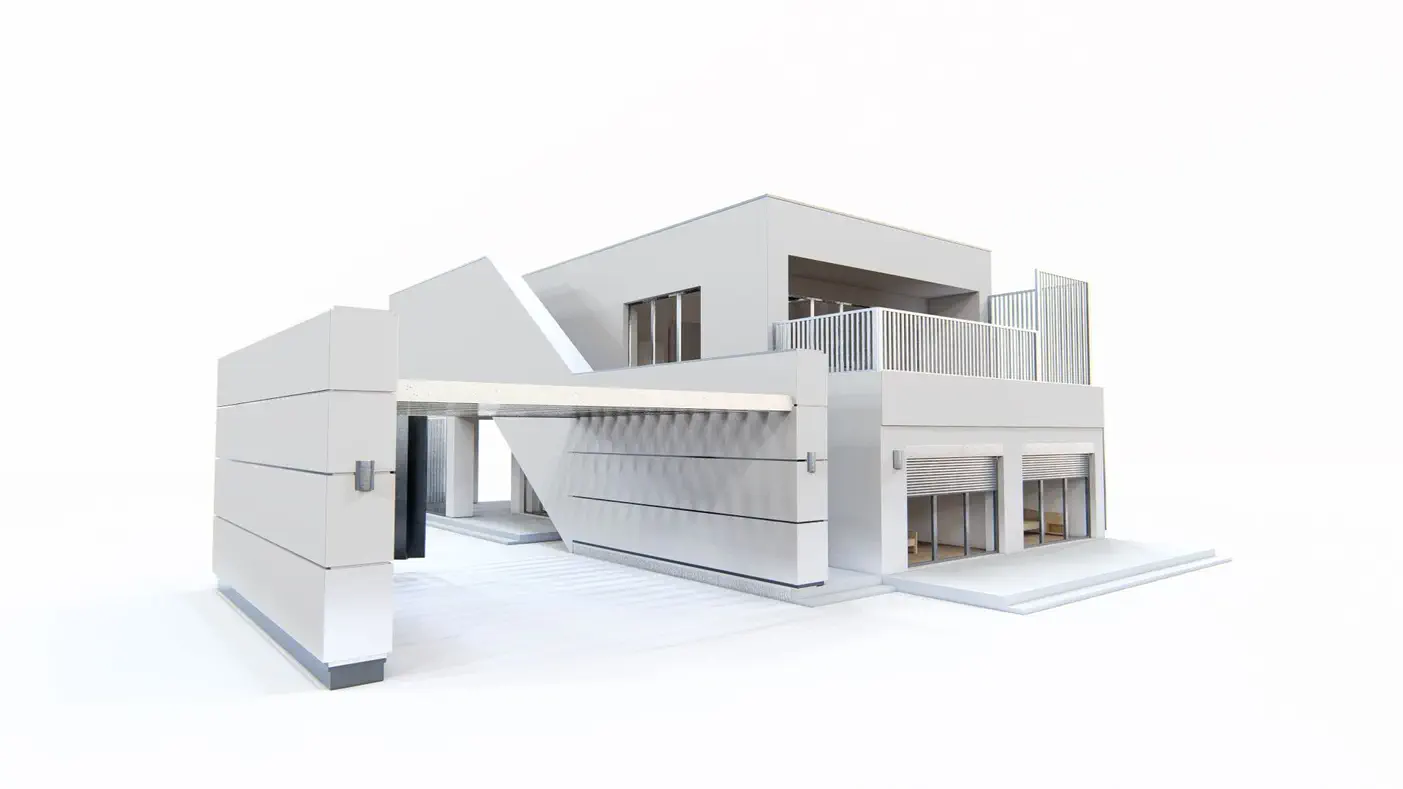 Projekt domu  - Moderný dvojizbový dom so samostatným vchodom a terasou na prvom poschodí