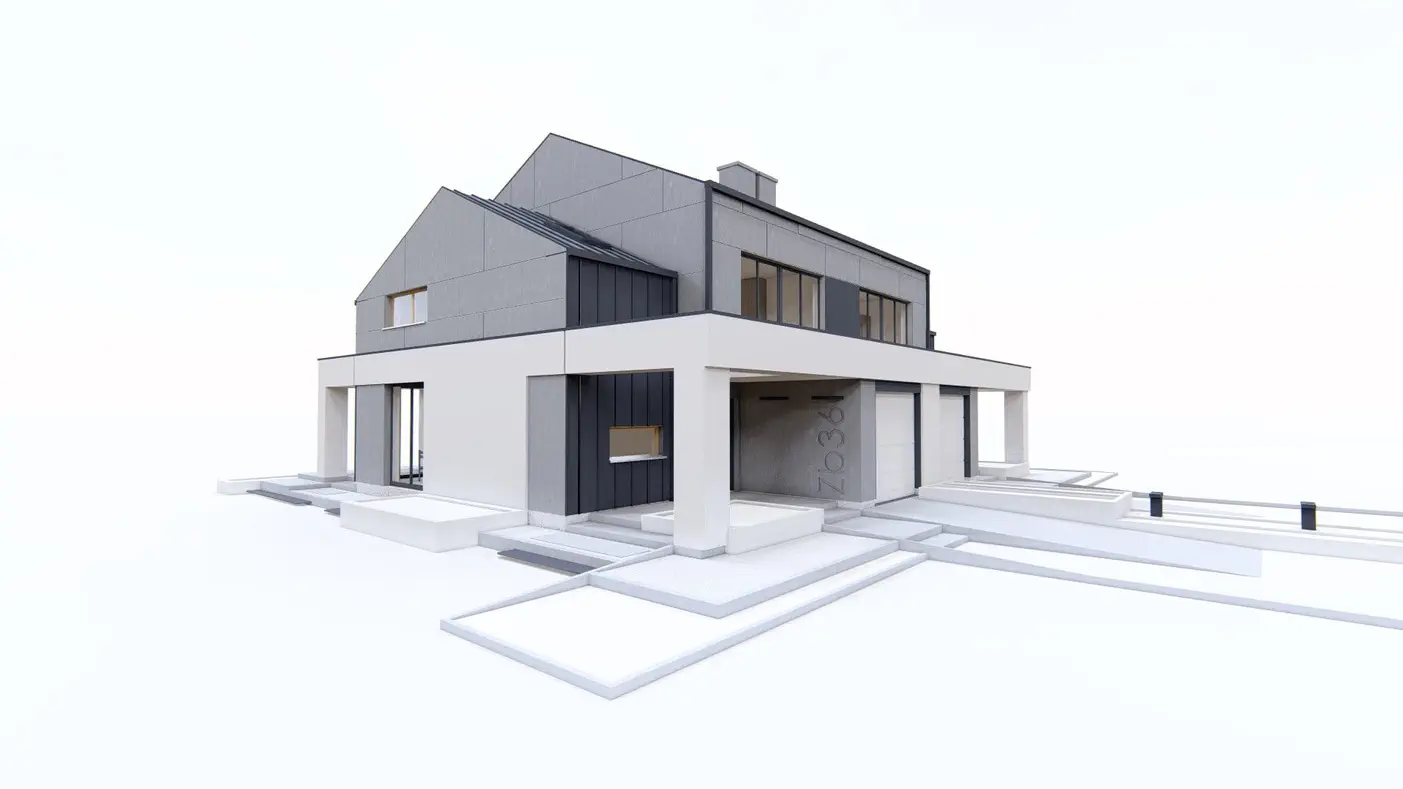 Projekt domu  - Moderný dvojdom so strešnou terasou.