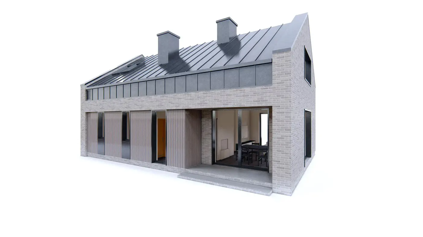 Projekt domu  - Jednoduchý, moderný dom s garážou do 100 m2.