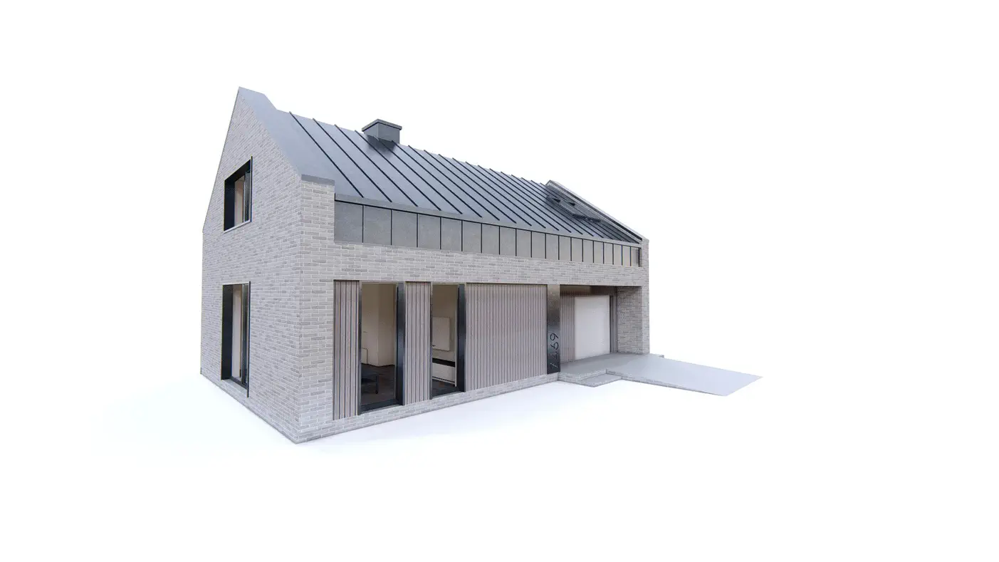 Projekt domu  - Jednoduchý, moderný dom s garážou do 100 m2.