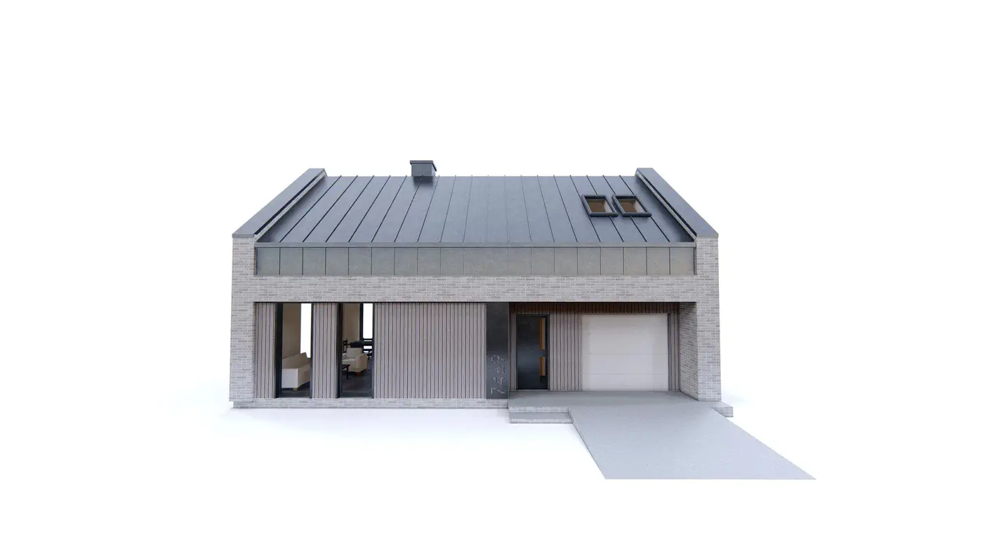 Projekt domu  - Jednoduchý, moderný dom s garážou do 100 m2.