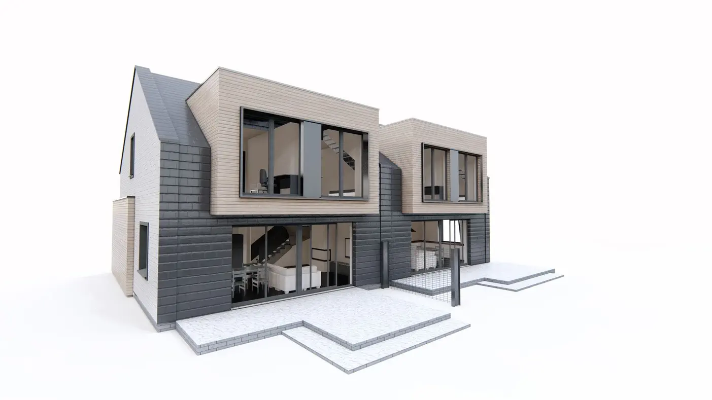 Projekt domu  - Dom s rozlohou 98 m2 s garážou v bloku a 3 spálňami.