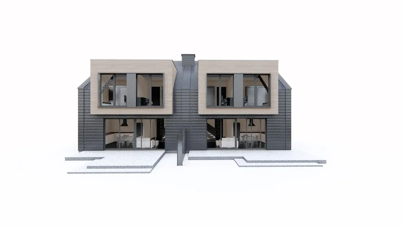 Projekt domu  - Dom s rozlohou 98 m2 s garážou v bloku a 3 spálňami.