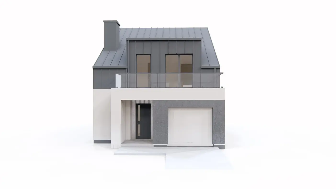 Projekt domu  - Súčasný dvojdom do 110 m2 na úzkom pozemku