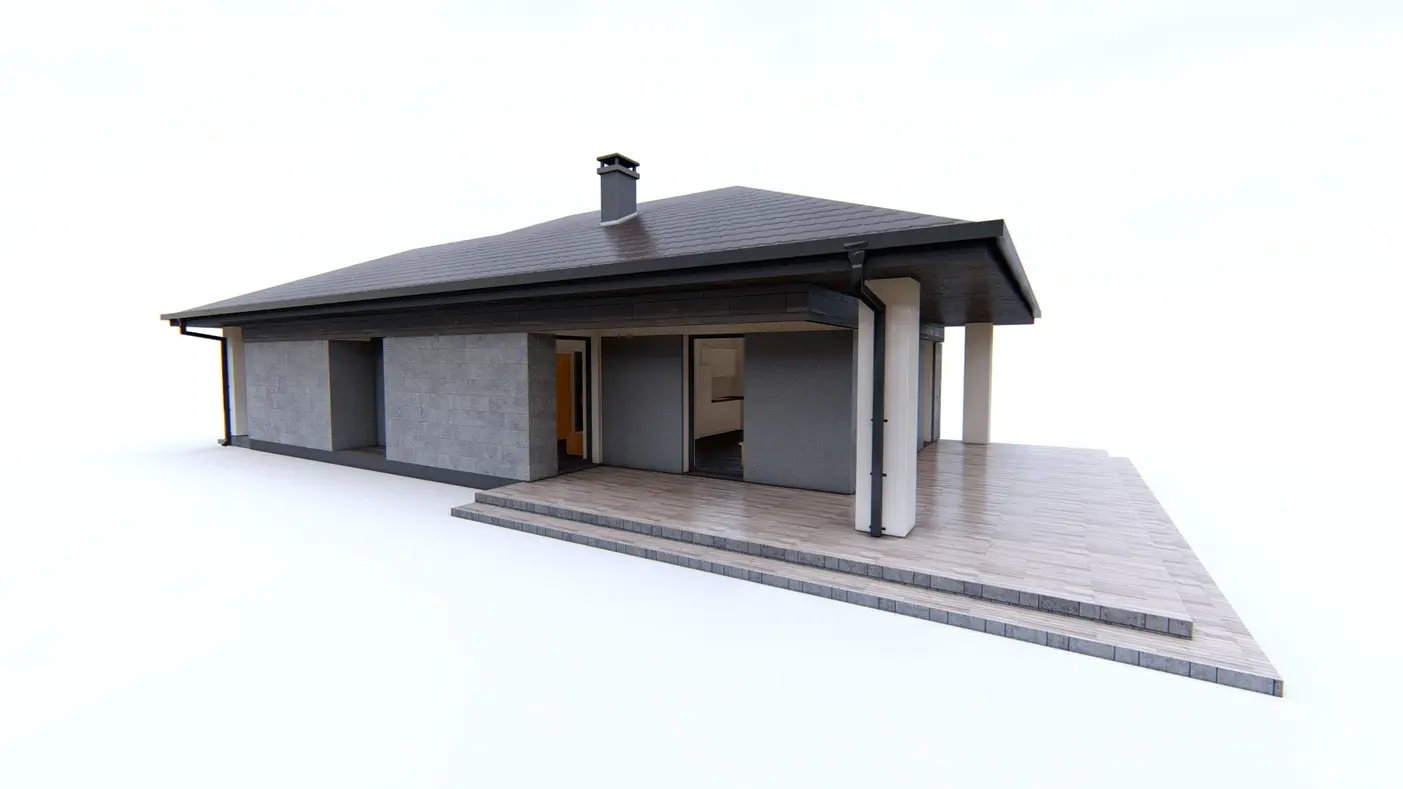 Projekt domu  - Jednopodlažný dom pre úzky pozemok