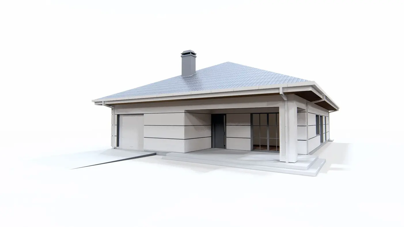 Projekt domu  - Moderný, útulný jednopodlažný dom s hlavnou spálňou oddelenou od záhrady