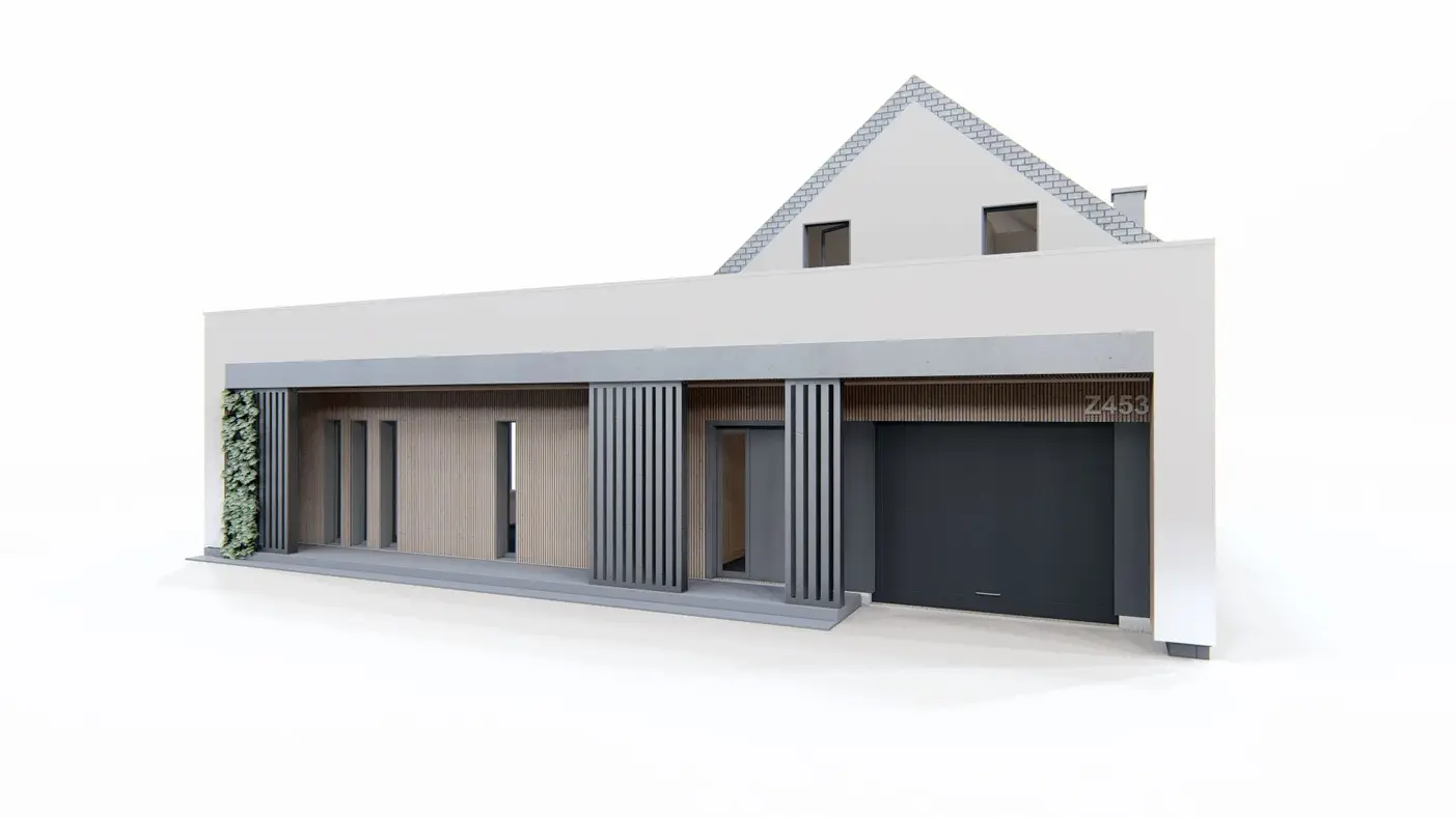 Projekt domu  - Moderný dom s veľkou terasou a balkónom na prvom poschodí