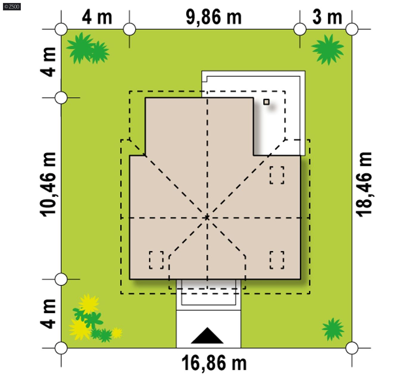 Projekt domu  - Dom s podkrovím a balkónom nad vchodom.