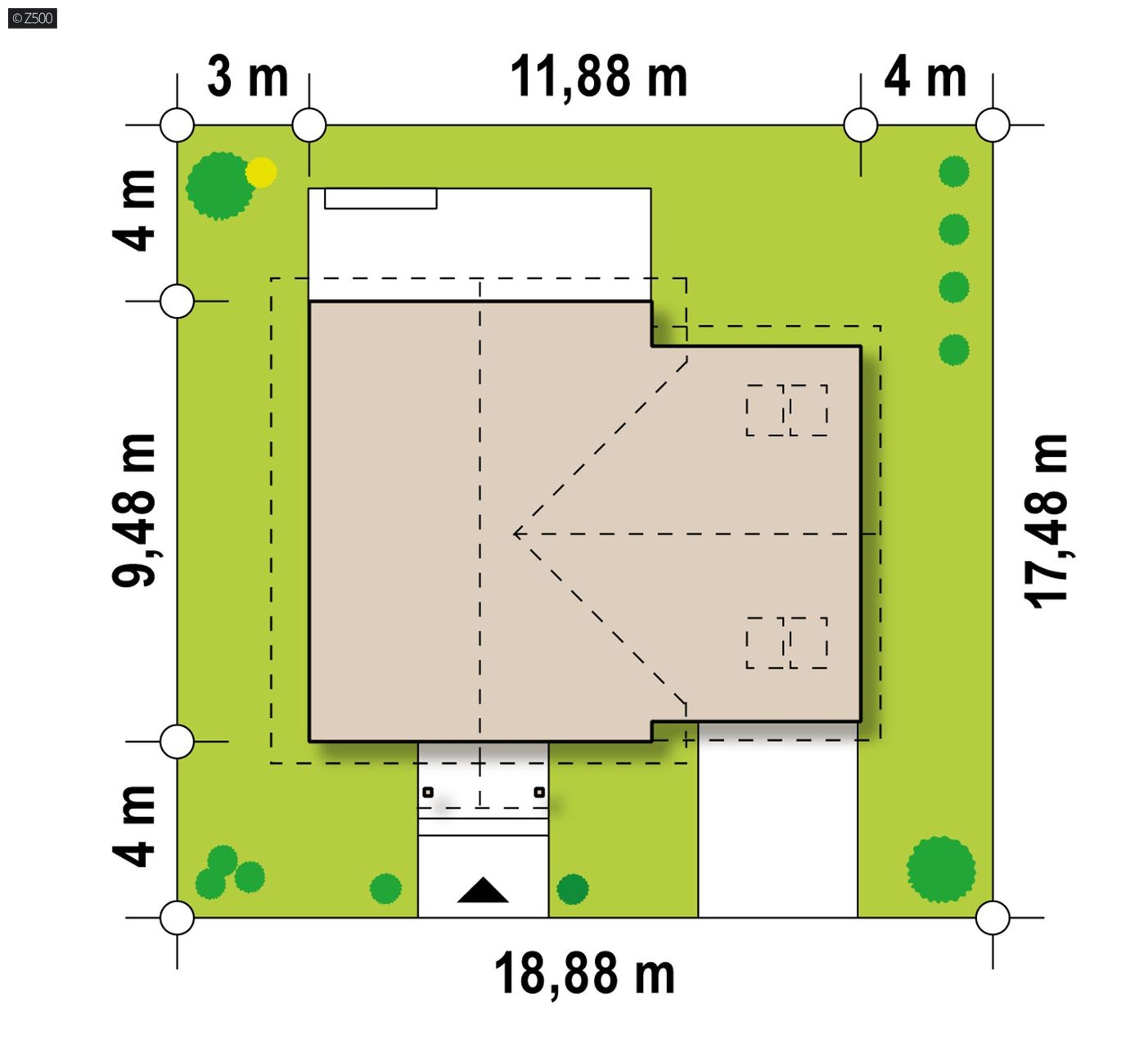 Projekt domu  - Dom s podkrovím a garážou, veľká obývačka, dispozícia typu