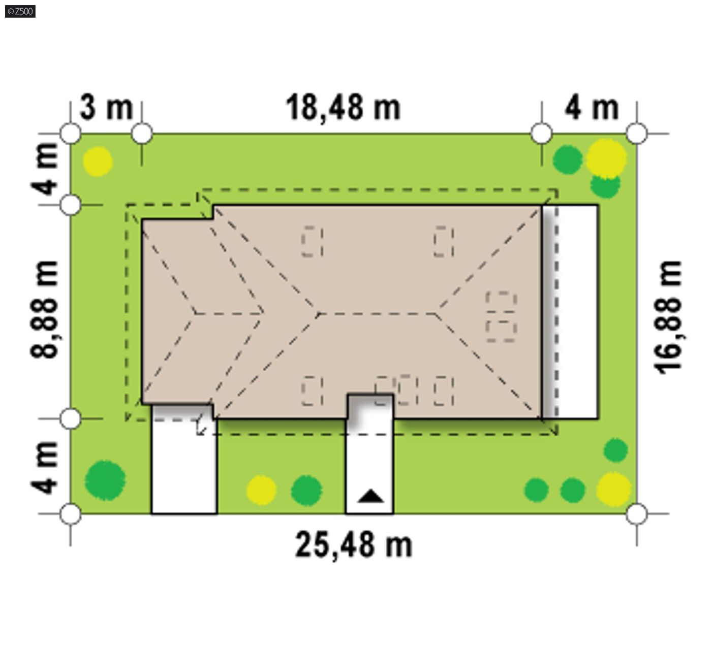 Projekt domu  - Komfortný dizajn domu s podkrovím a vedľajšou garážou.
