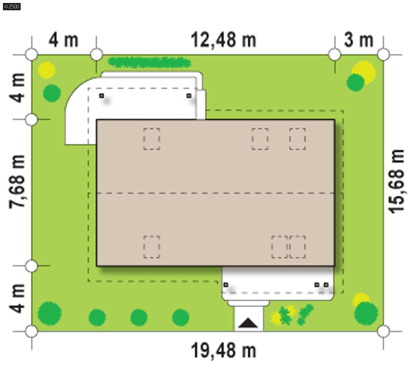 Projekt domu  - Dom s podkrovím, kanceláriou na prízemí a veľkou miestnosťou.