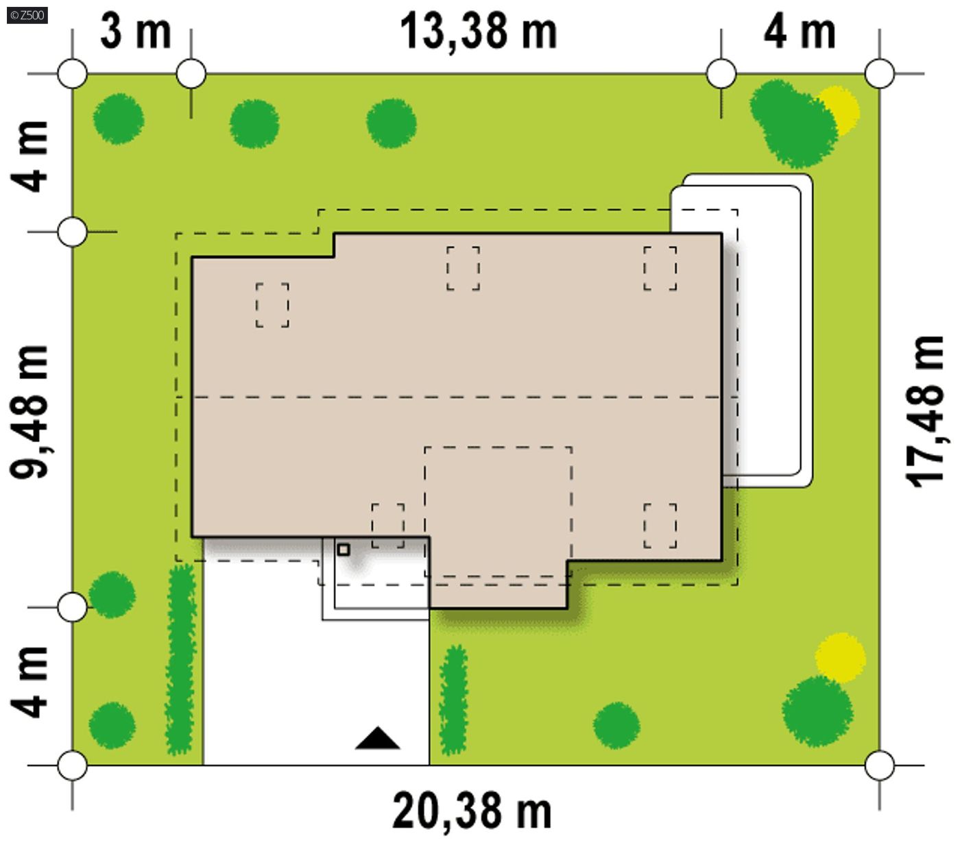 Projekt domu  - Moderný dizajn domu s podkrovím, pôvodným arkierovým oknom a garážou.