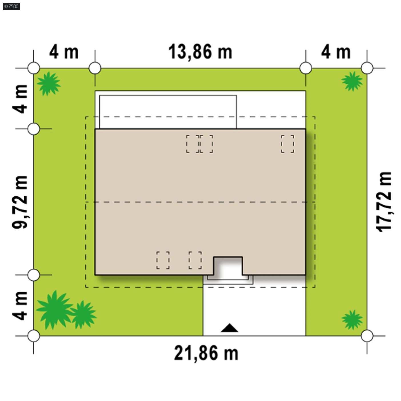 Projekt domu  - Dvojpodlažný dom s ďalšou miestnosťou na prízemí a garážou,  sedlová strecha.