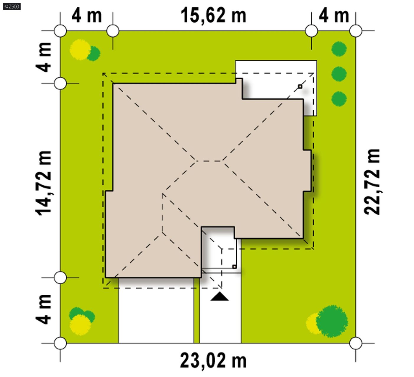 Projekt domu  - Návrh jednopodlažného domu s kanceláriou s prístupom zvonku.