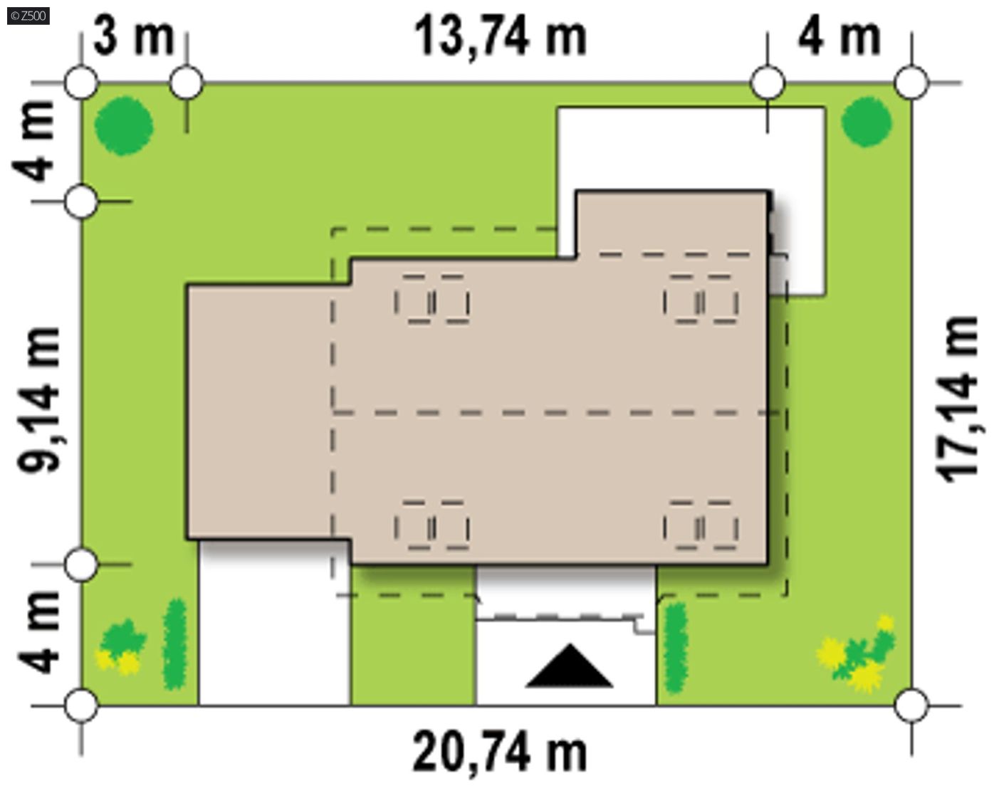 Projekt domu  - Malý domček s podkrovím, so zimnou záhradou alebo bez nej. Terasa nad garážou.