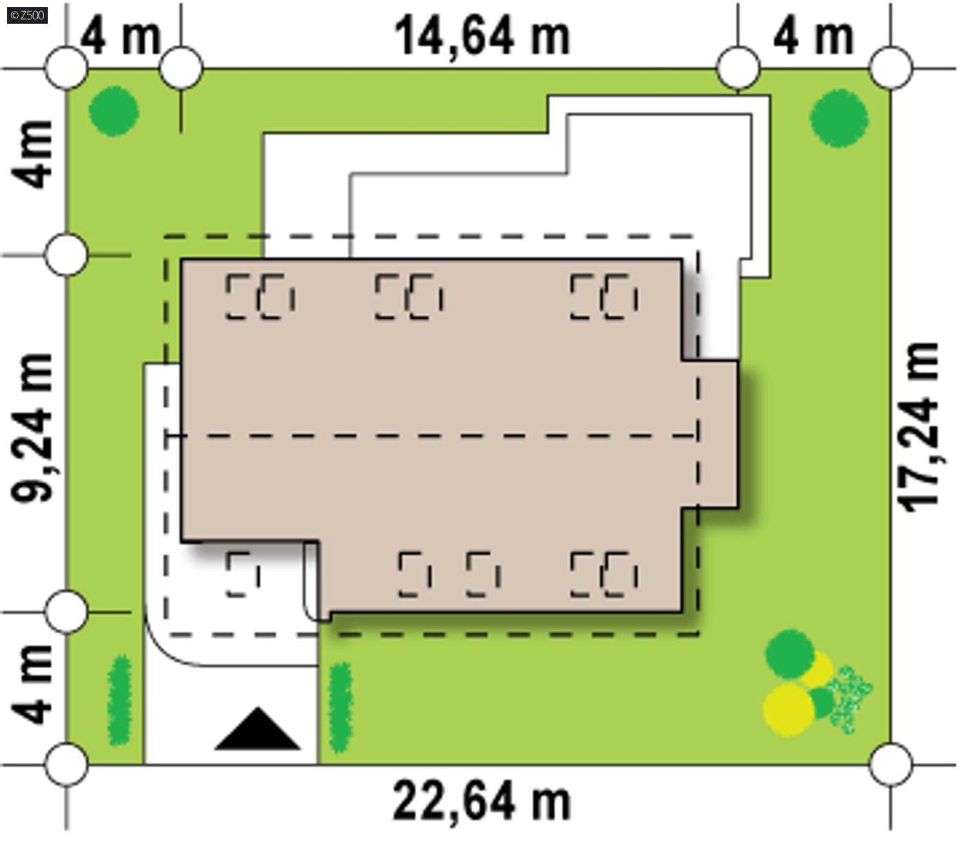 Projekt domu  - Dom s podkrovím a garážou v paneláku. Sedlová strecha a fasáda v modernom štýle.