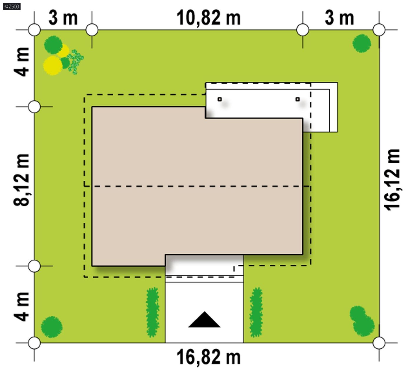 Projekt domu  - Jednopodlažný dom so sedlovou strechou s malým pôdorysom.