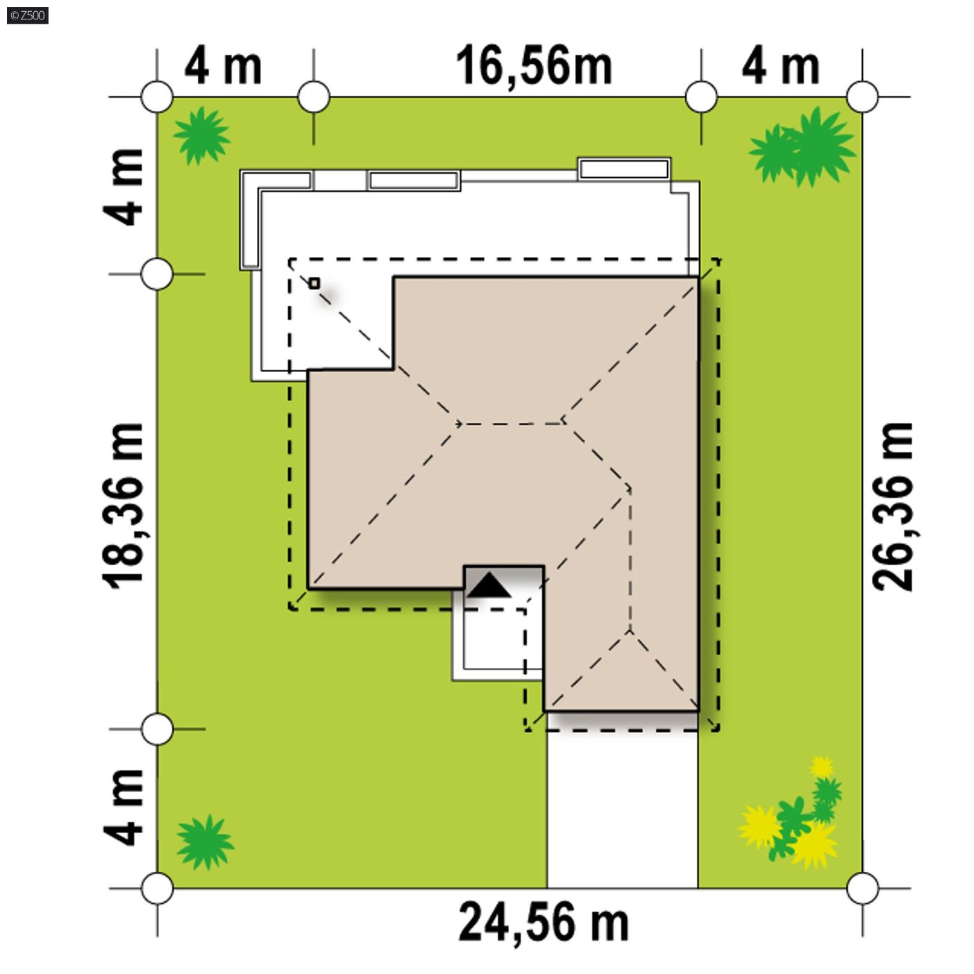 Projekt domu  - Jednopodlažný dom s garážou pre 2 autá, pohodlnými spálňami a veľkou terasou