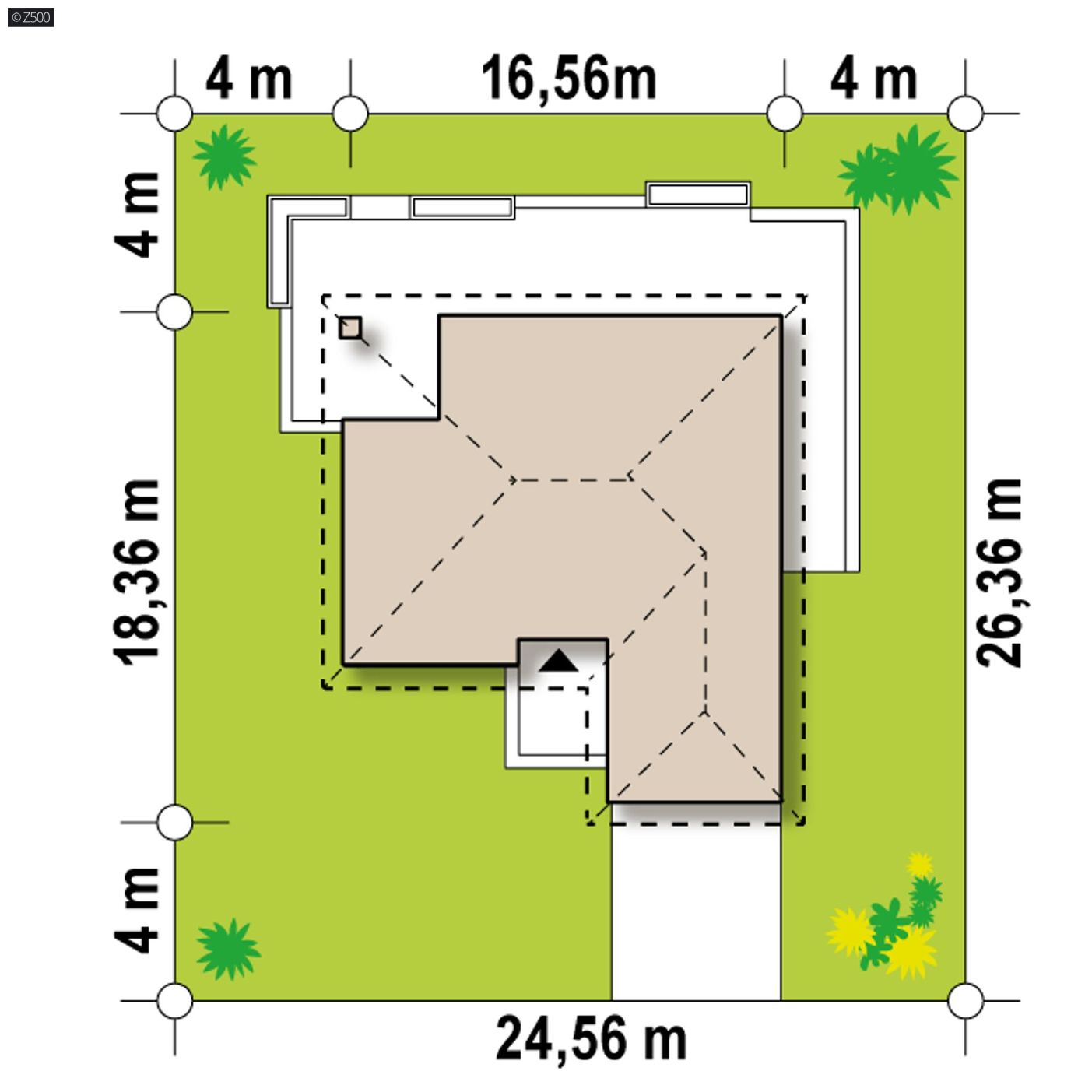 Projekt domu  - Jednopodlažný dom s garážou pre 2 autá, pohodlnými spálňami a veľkou terasou