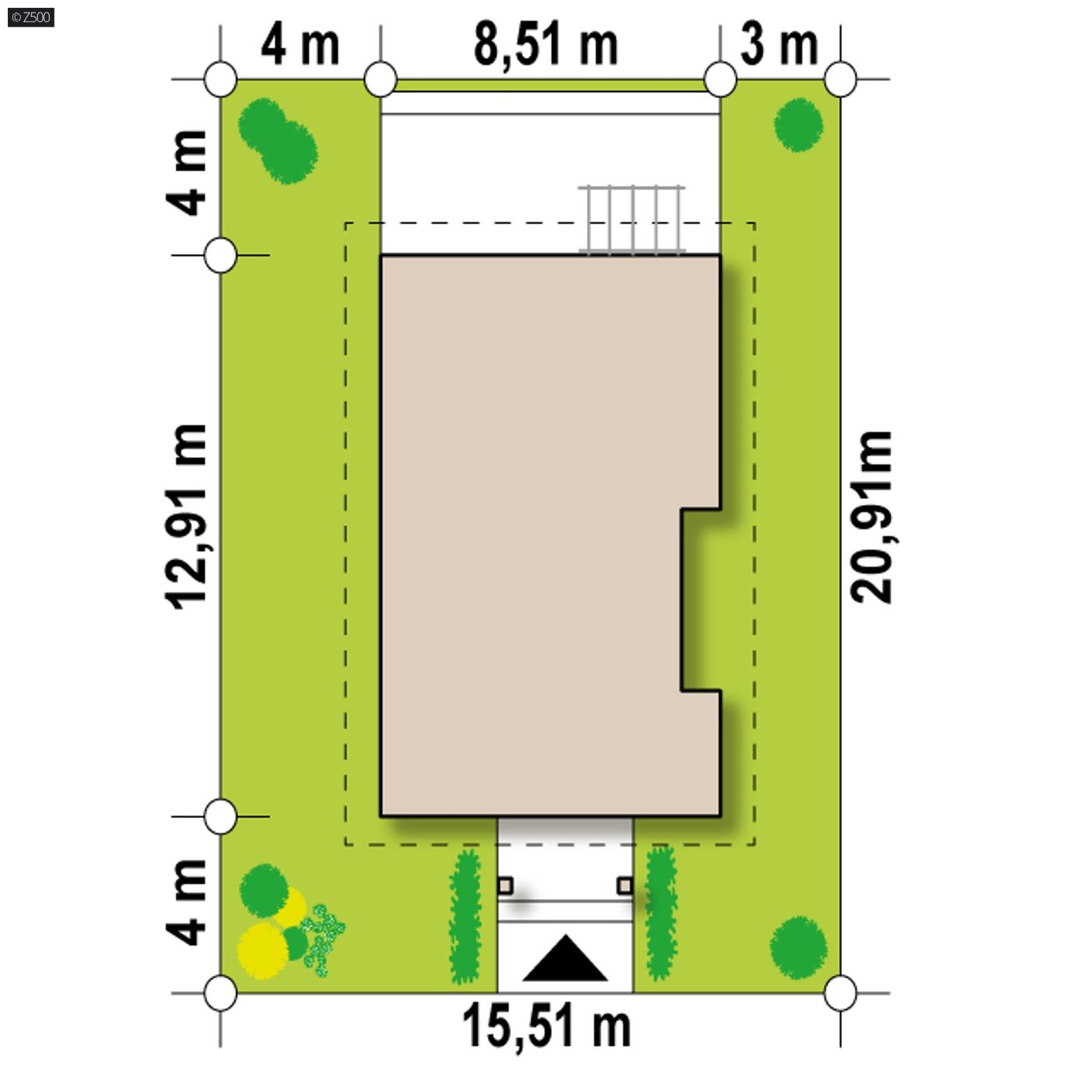 Projekt domu  - Jednopodlažný dom na úzkom pozemku s úžitkovou plochou 90 m2