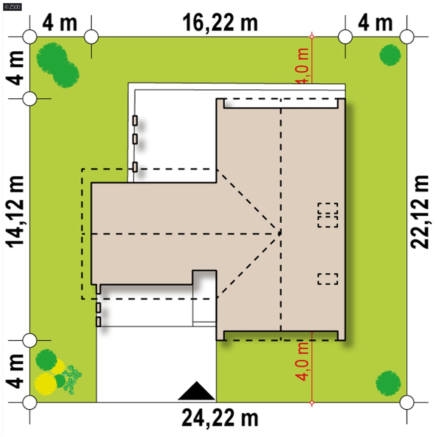 Projekt domu  - Dom s úžitkovým podkrovím, dvojgarážou a medziposchodím.
