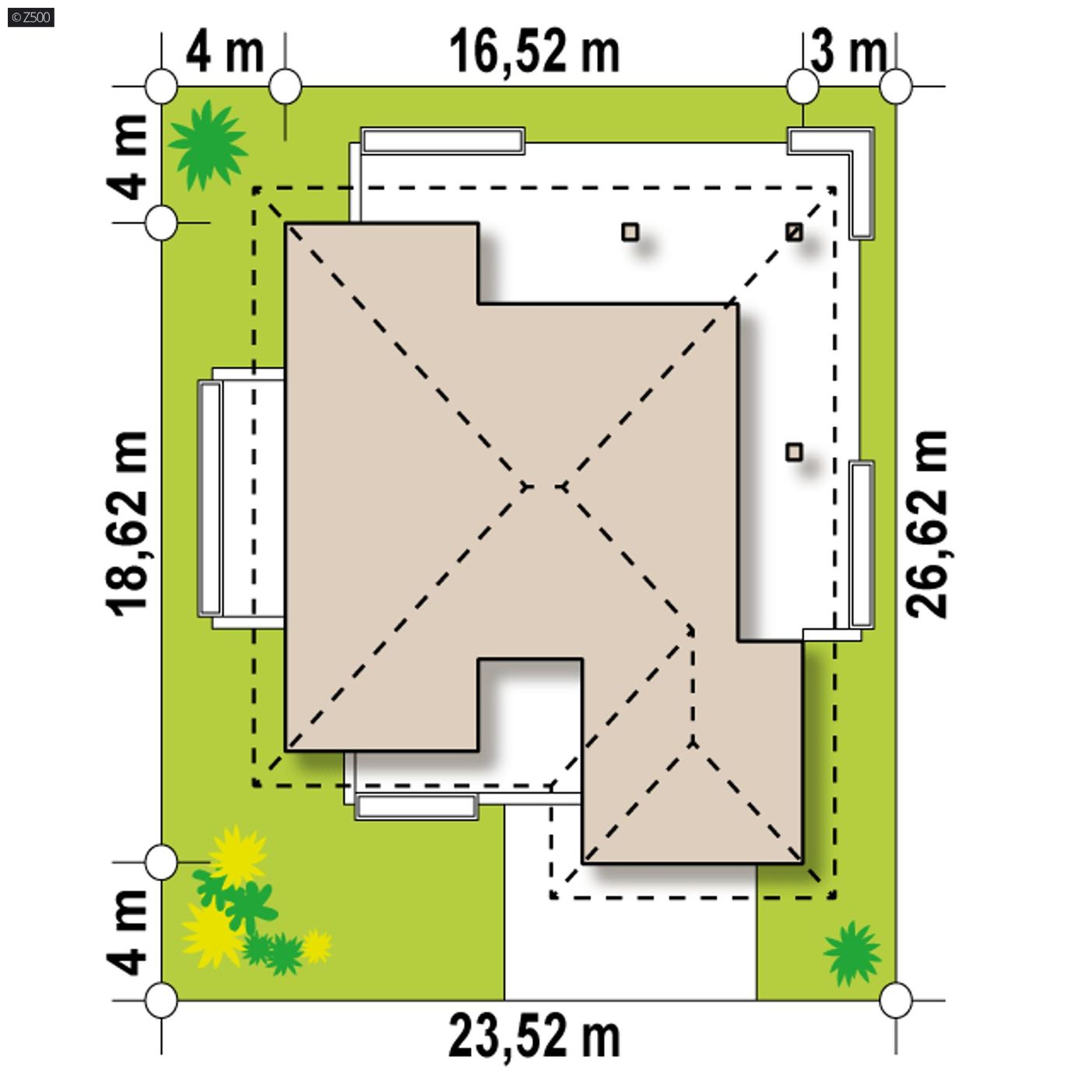 Projekt domu  - Jednopodlažný dom s garážou pre dve autá.