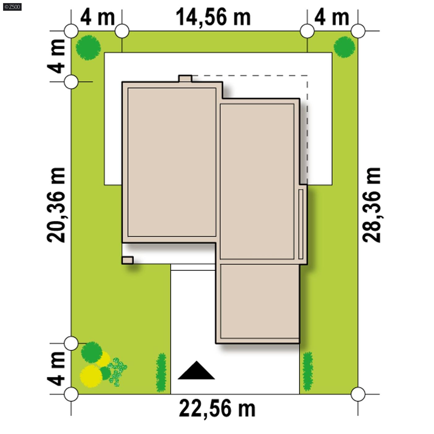 Projekt domu  - Moderný dom s plochou strechou, štyrmi spálňami a dvojgarážou.