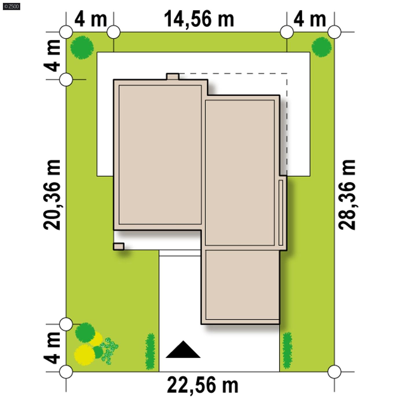 Projekt domu  - Moderný dom s plochou strechou, štyrmi spálňami a dvojgarážou.