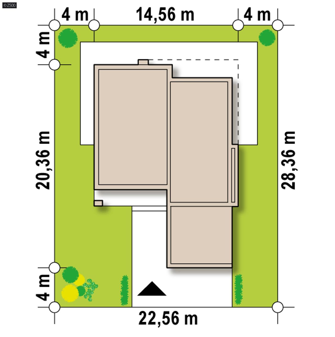Projekt domu  - Moderný dom s plochou strechou, štyrmi spálňami a dvojgarážou.