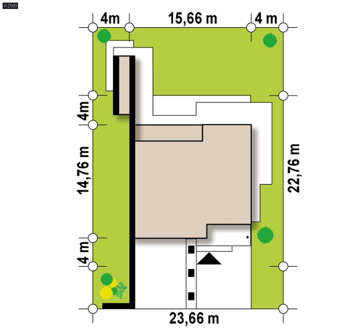 Projekt domu  - Moderný dvojpodlažný dom so zelenou strechou a veľkými oknami