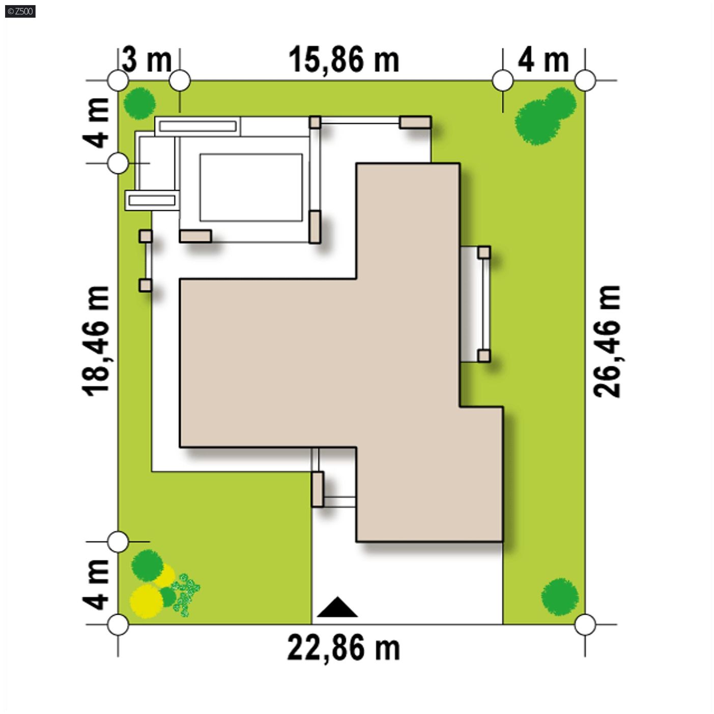 Projekt domu  - Zmenšený variant s garážou pre dve autá.