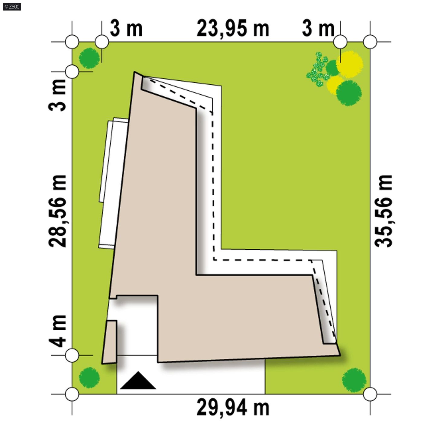 Projekt domu  - Jednopodlažný rodinný dom s dvojgarážou a terasou.