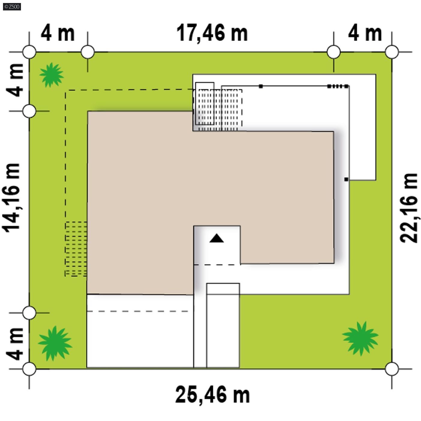 Projekt domu  - Moderný dom s obývacou izbou na prednej fasáde a podzemnou garážou