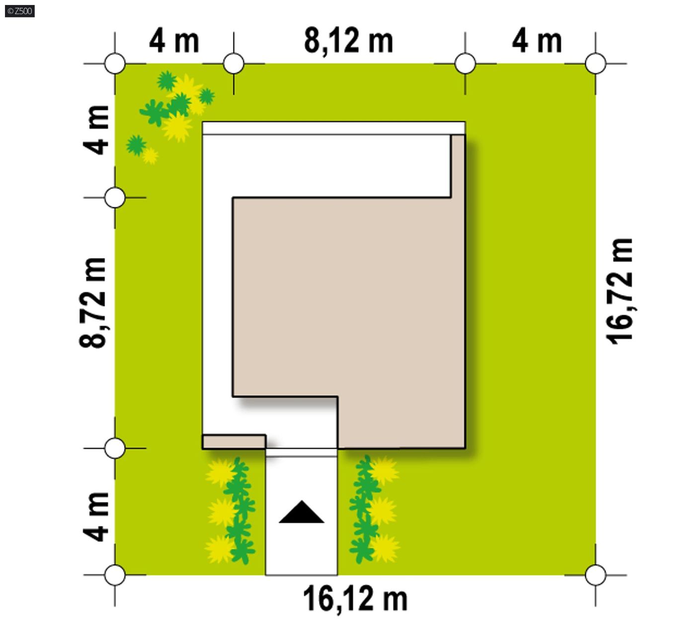 Projekt domu  - Malý dom so šikmou strechou, spálňou, pracovňou a veľkou krytou terasou.
