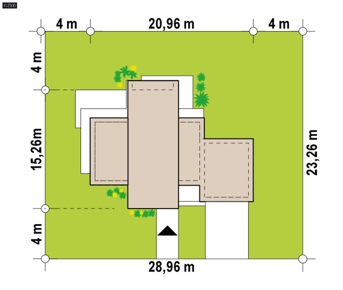 Projekt domu  - Moderný jednopodlažný dom s plochou strechou a garážou pre 2 autá.