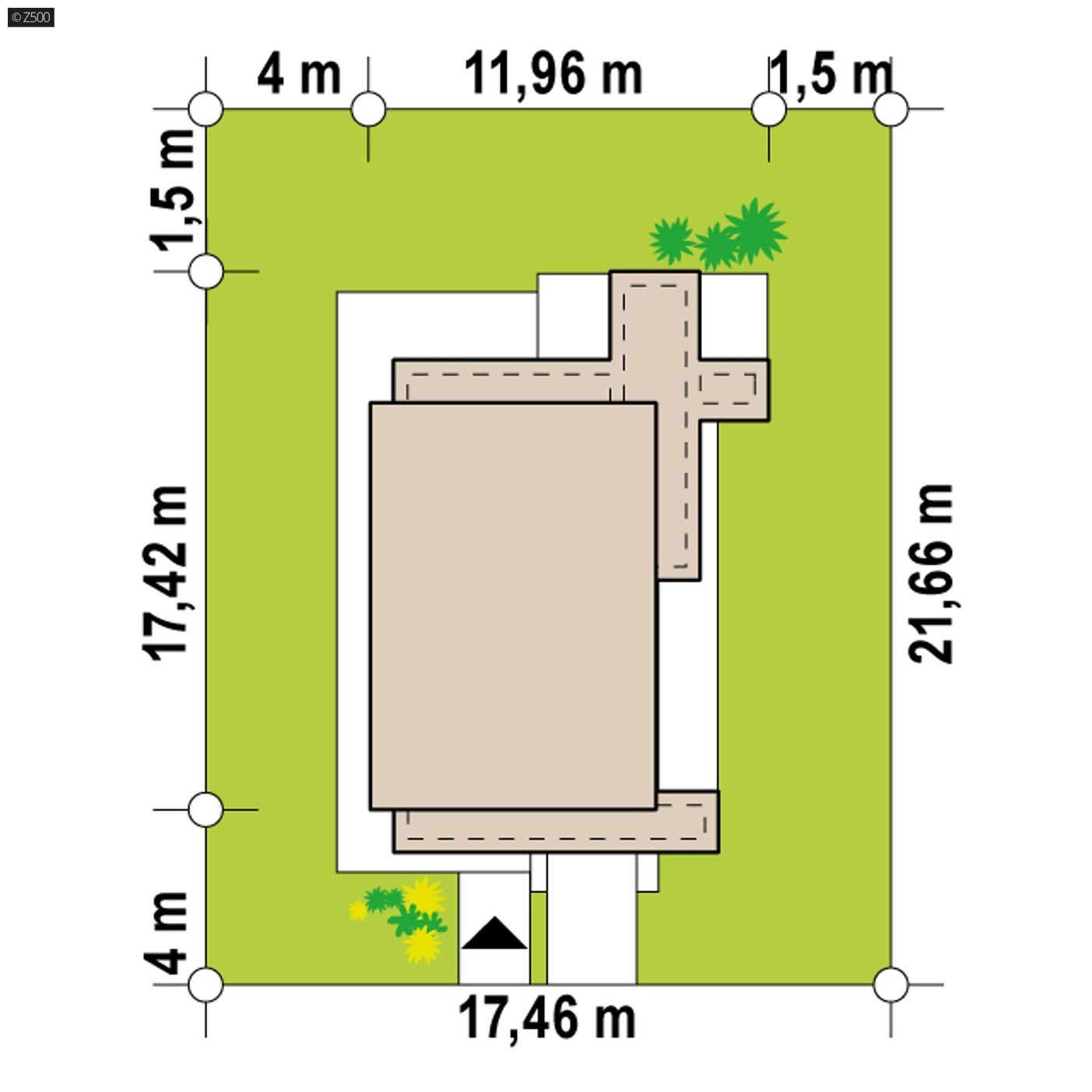 Projekt domu  - Moderný jednopodlažný dom s plochou strechou, garážou a pracovňou na prízemí.