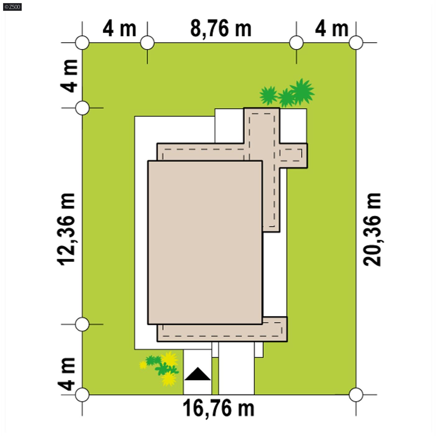 Projekt domu  - Moderný jednopodlažný dom s plochou strechou, garážou a pracovňou na prízemí.