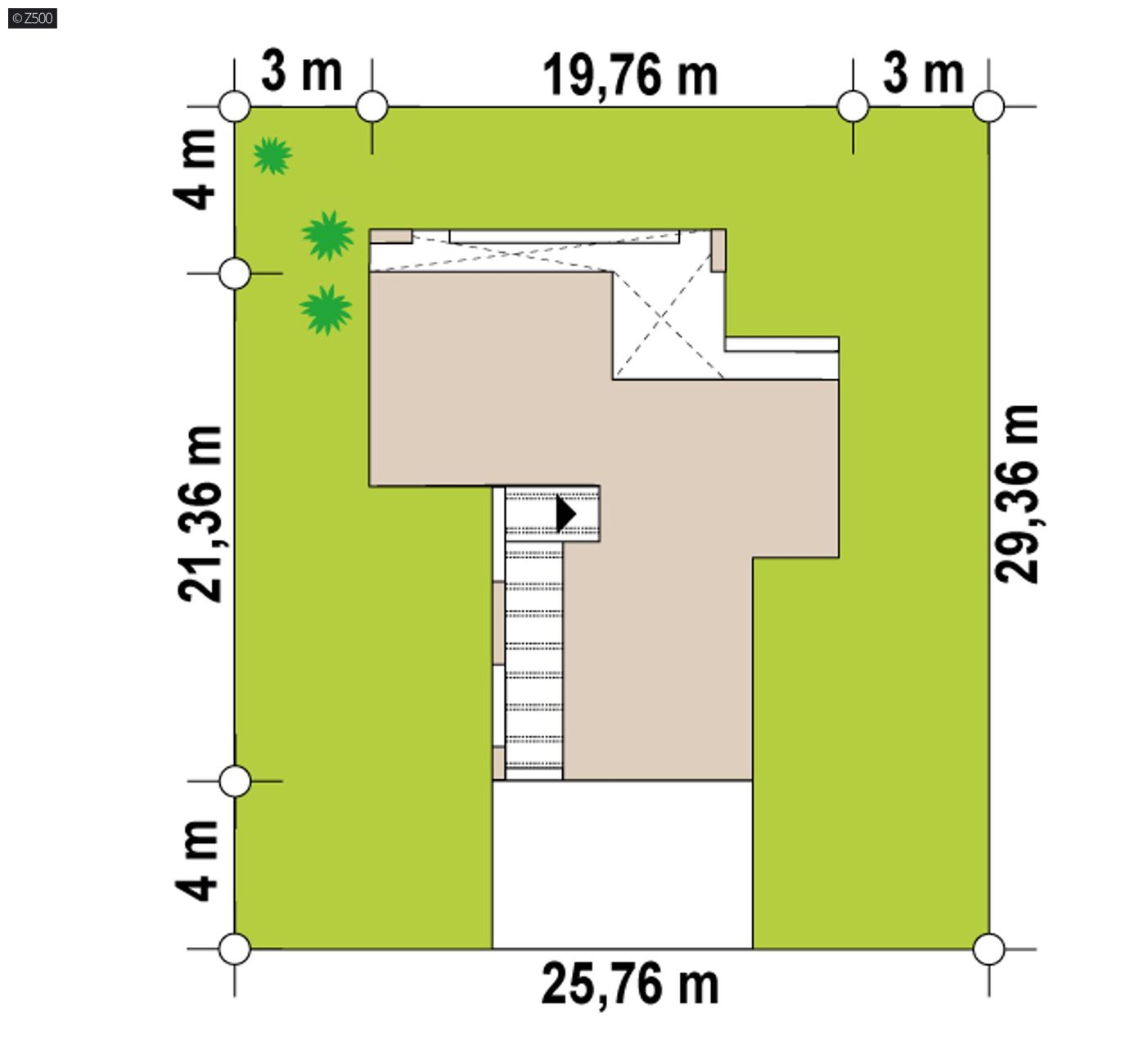 Projekt domu  - Moderný jednopodlažný dom s garážou pre 2 autá a krytou veľkou terasou