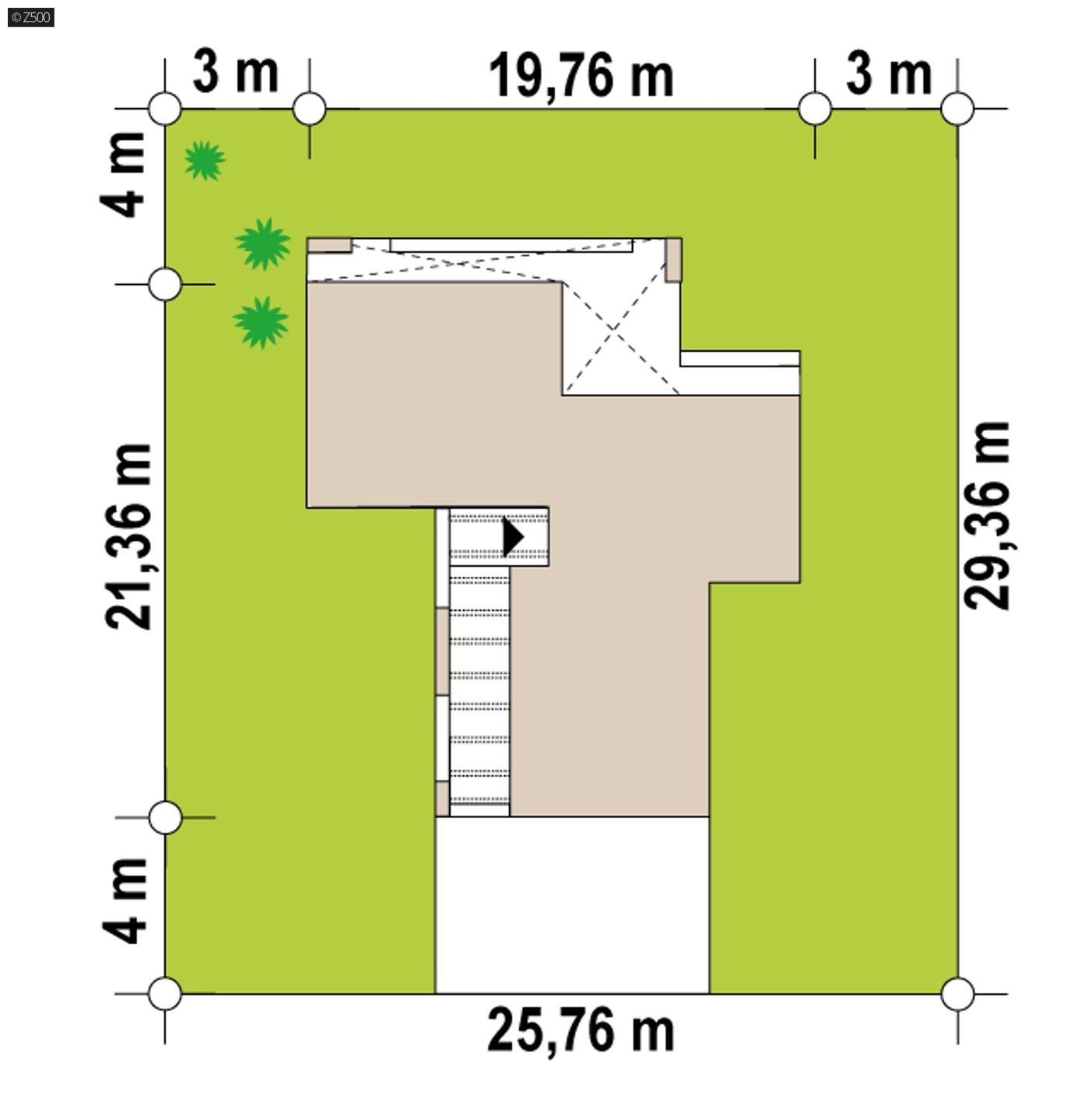Projekt domu  - Moderný jednopodlažný dom s garážou pre 2 autá a krytou veľkou terasou