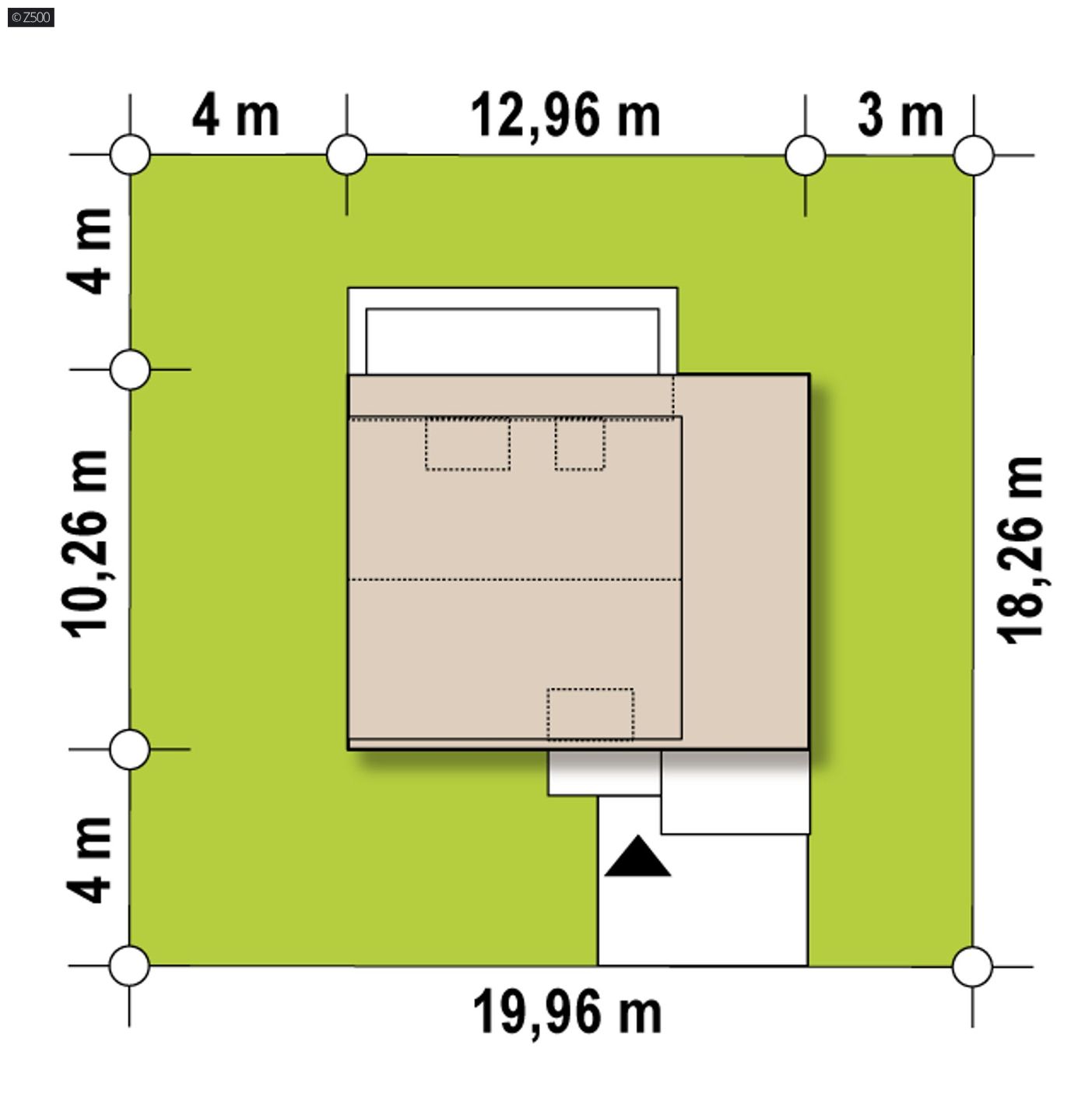 Projekt domu  - Dom s úžitkovým podkrovím, garážou a veľkou terasou na prvom poschodí.