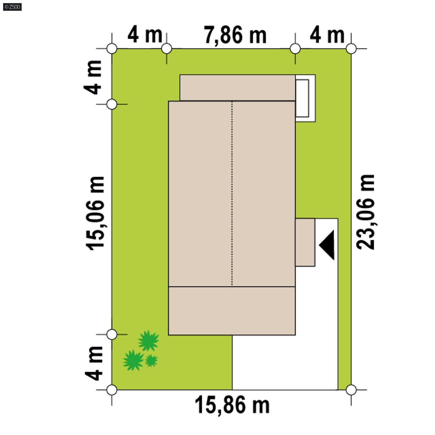 Projekt domu  - Jednoduchý jednopodlažný dom, lacná stavba v škandinávskom štýle, 2 izby, garáž.