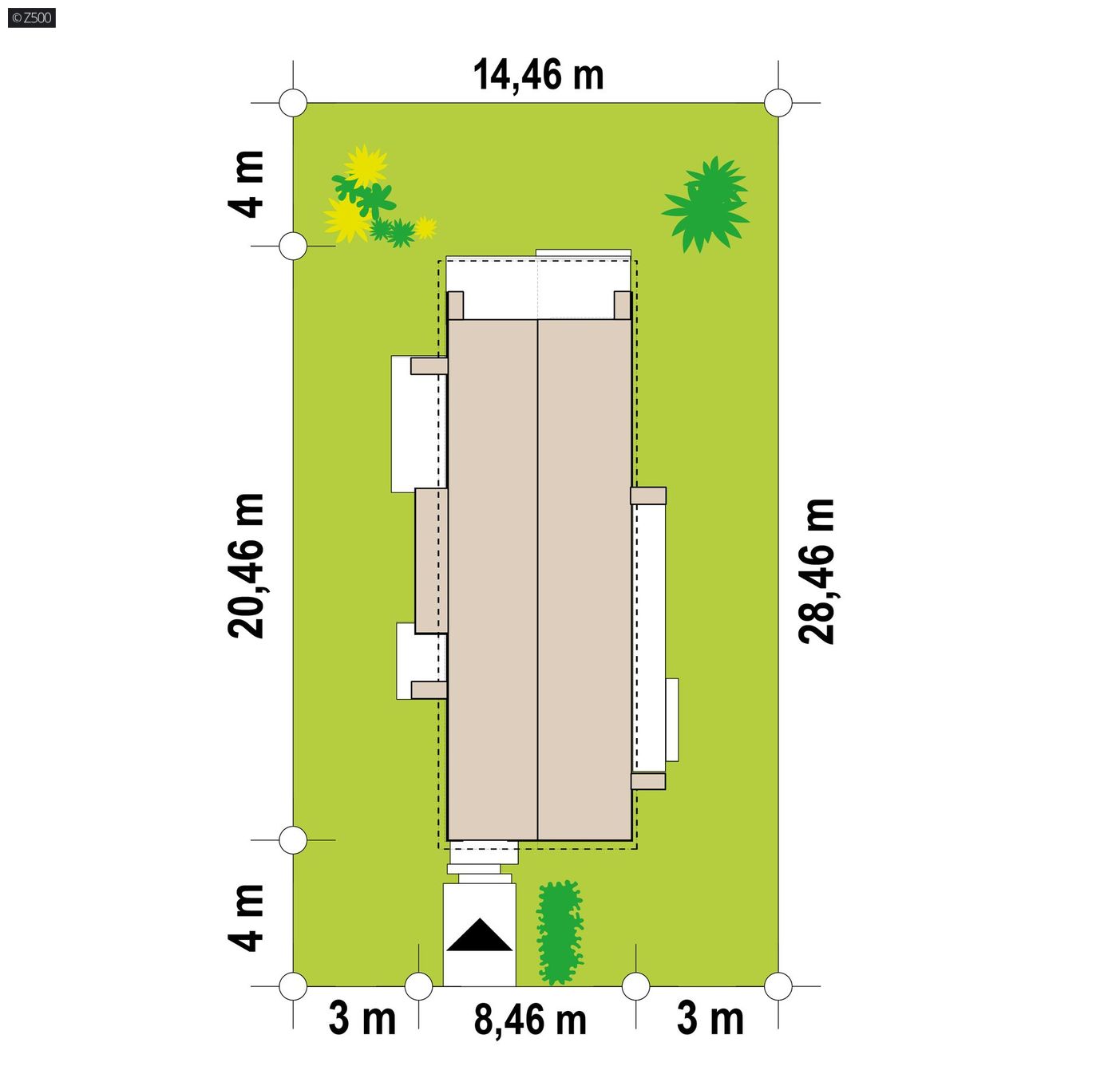 Projekt domu  - Návrh energeticky úsporného domu na úzkom pozemku s veľkým presklením zo záhrady